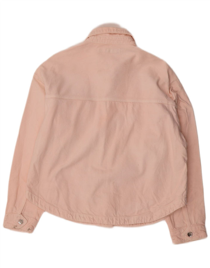 Zara ženska prevelika traper jakna UK 10 Small Pink Cotton