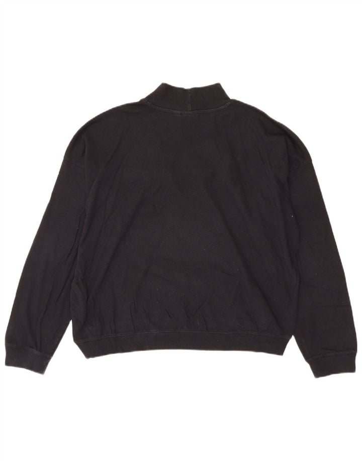 CHAMPION Womens Oversized Crop Sweatshirt Jumper UK 14 Medium Black
