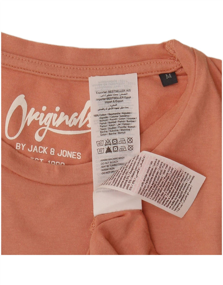JACK & JONES Mens Graphic T-Shirt Top Medium Pink Cotton