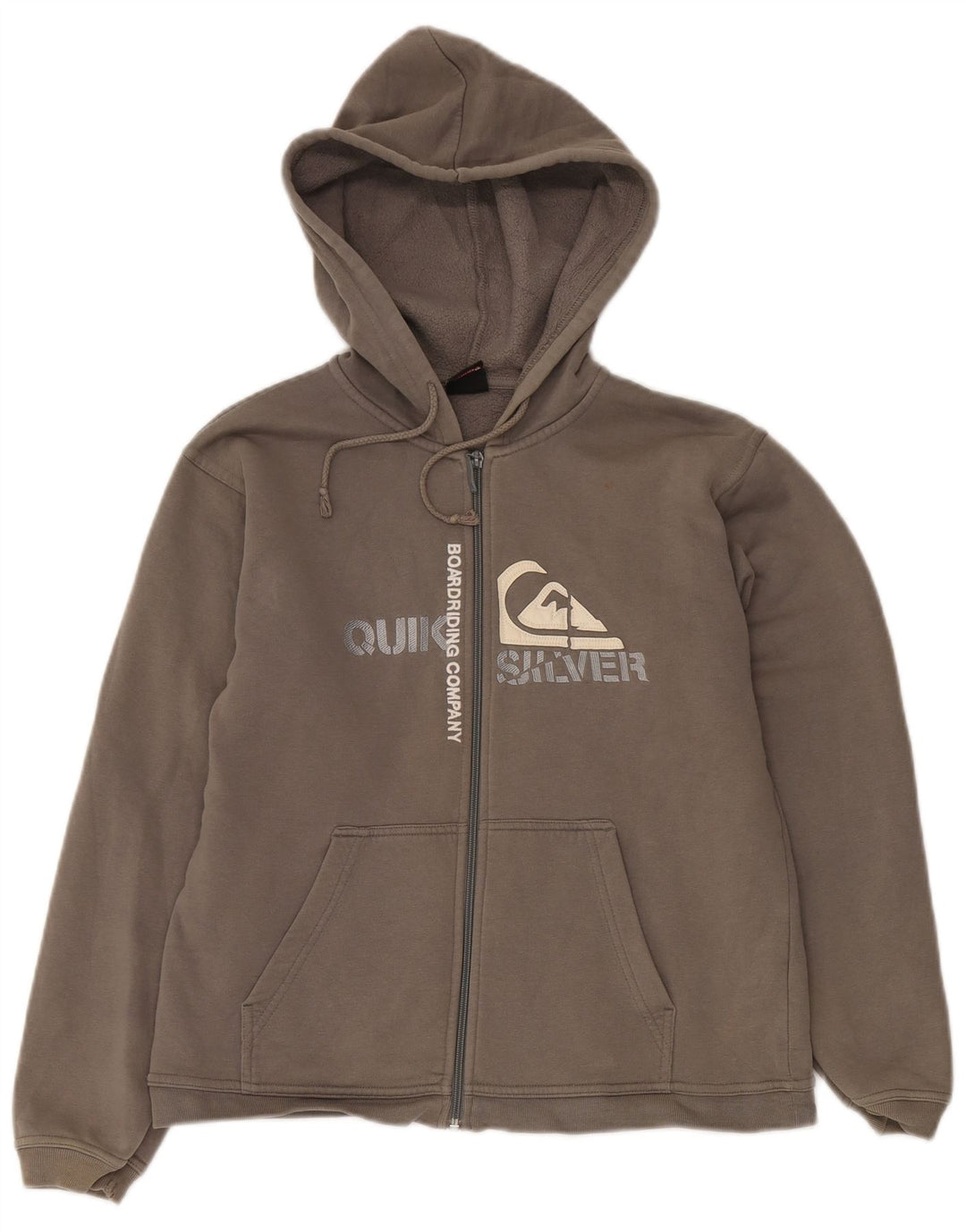 QUIKSILVER Ženska majica s kapuljačom s grafičkim patentnim zatvaračem UK 14 Veliki sivi pamuk