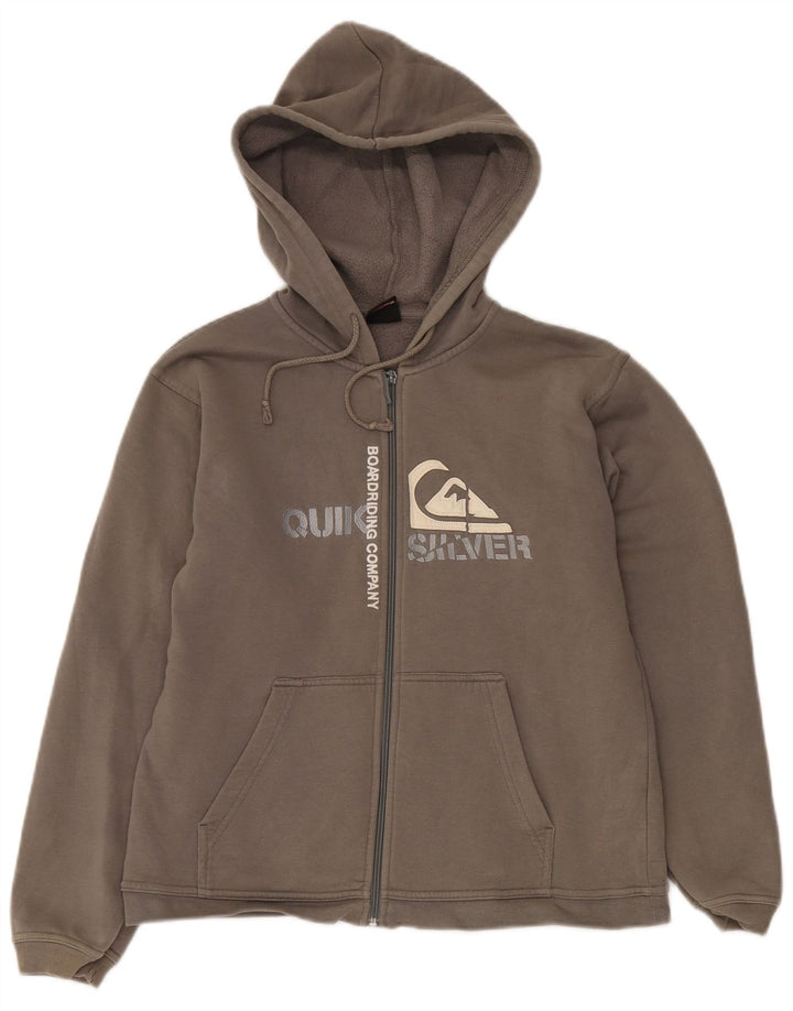 QUIKSILVER Ženska majica s kapuljačom s grafičkim patentnim zatvaračem UK 14 Veliki sivi pamuk