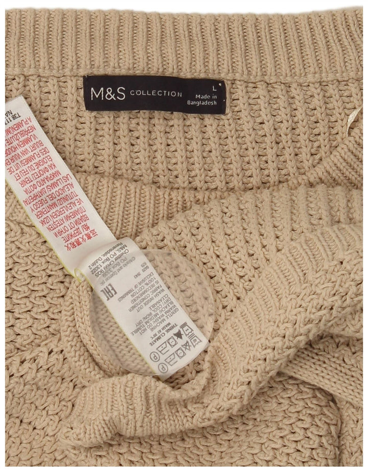 MARKS & SPENCER Womens Crew Neck Jumper Sweater UK 16 Large Beige