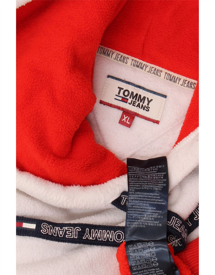 TOMMY HILFIGER Muški džemper od flisa s kapuljačom XL Crveni Colourblock Poliester