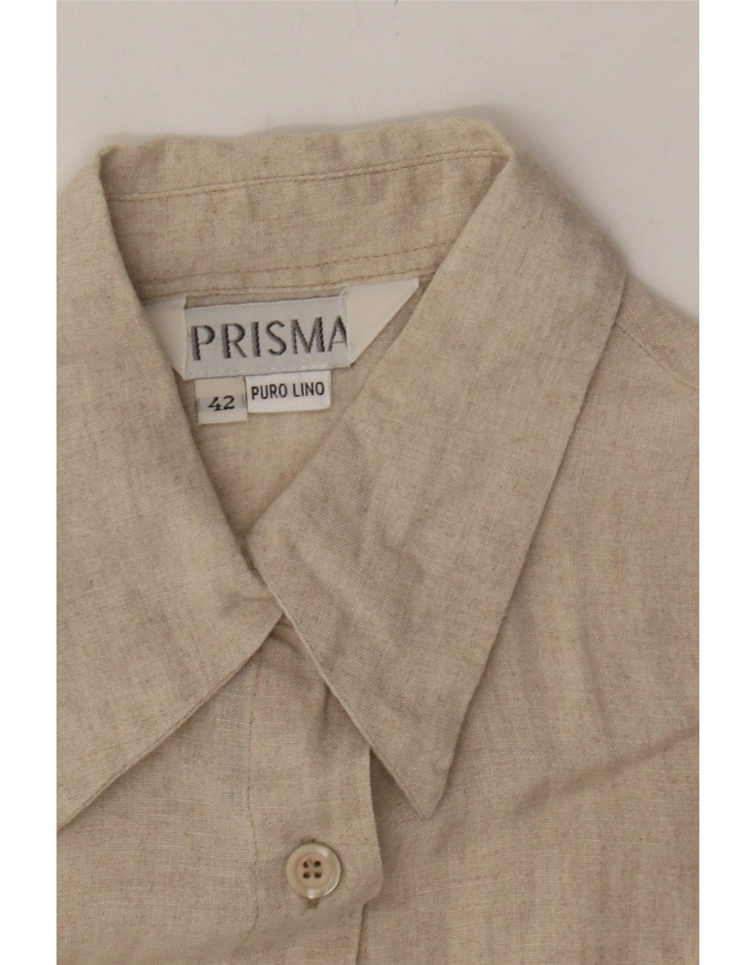 PRISMA Womens Sleeveless Shirt Blouse IT 42 Medium Beige Linen Vintage Prisma and Second-Hand Prisma from Messina Hembry 