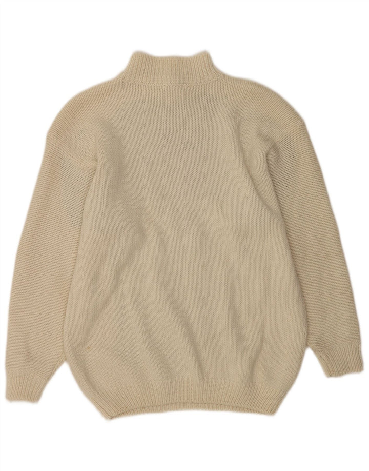 Vintage ženski džemper s dugmadima i ovratnikom UK 16 Large Off White