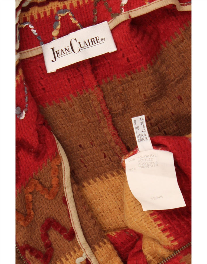JEAN CLAIRE Ženski kardigan pulover UK 8 Mali akril na crvene pruge