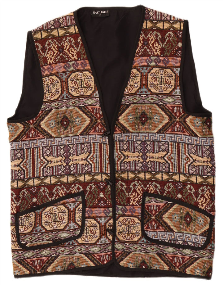 Vintage muški prsluk XL smeđi geometrijski