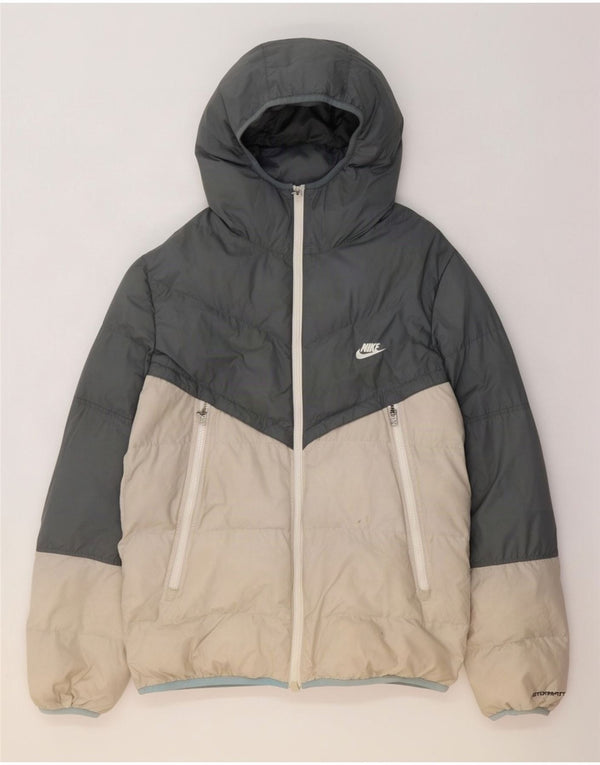 Nike Mens Storm-Fit Hooded Padded Jacket UK 38 Medium Grey Colourblock