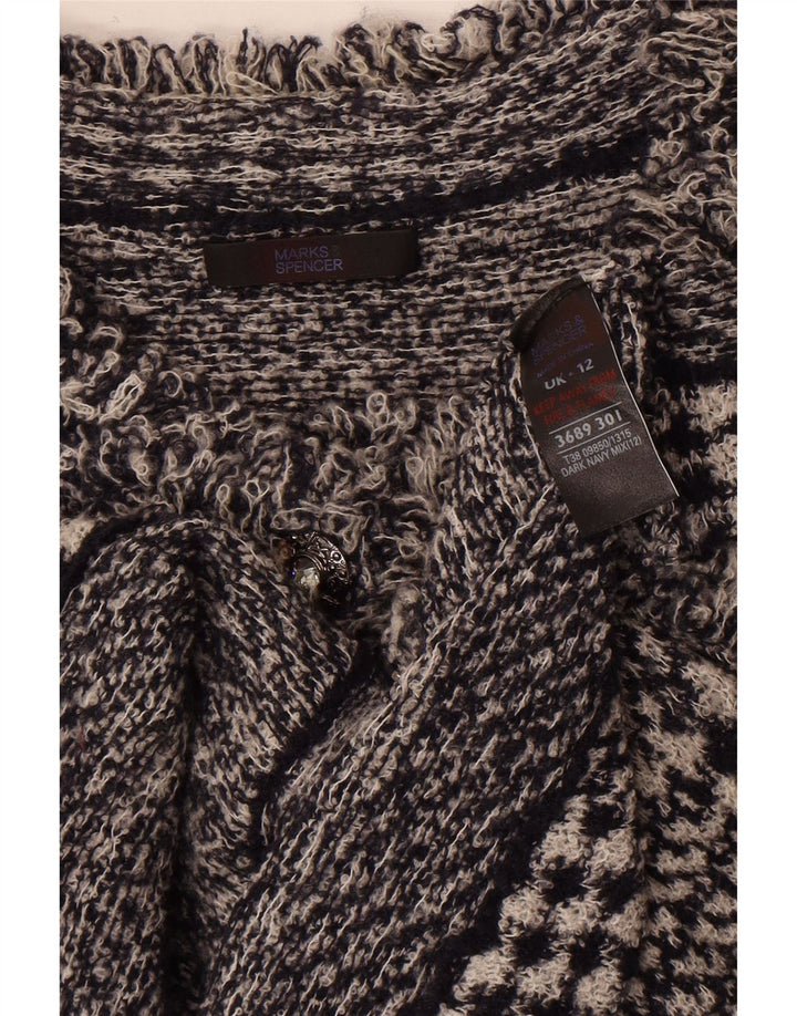 Marks & Spencer ženski kardigan džemper UK 12 Srednji mornarsko plavi houndstooth