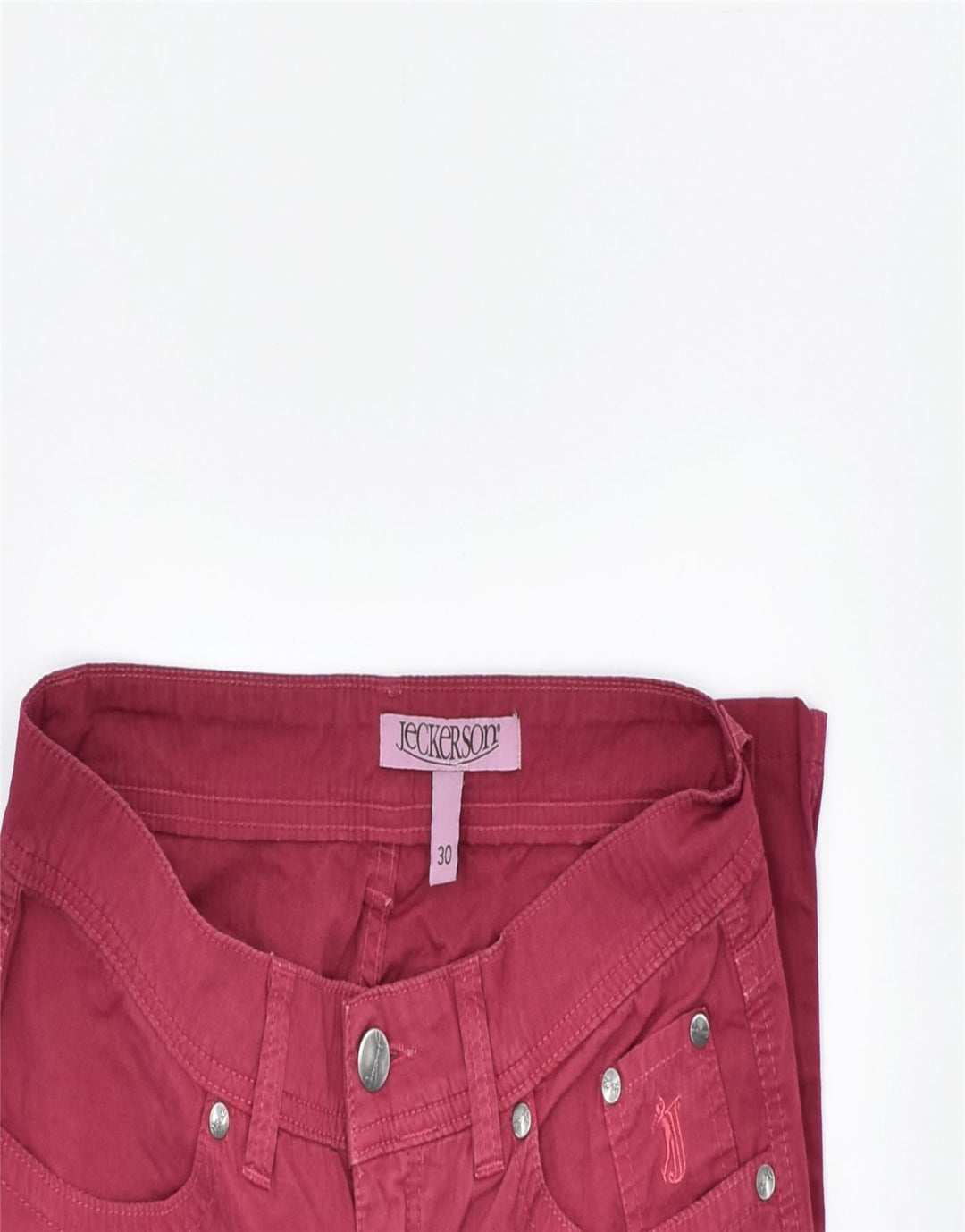 JECKERSON Womens Capri Jeans W30 L25 Maroon Cotton | Vintage | Thrift | Second-Hand | Used Clothing | Messina Hembry 