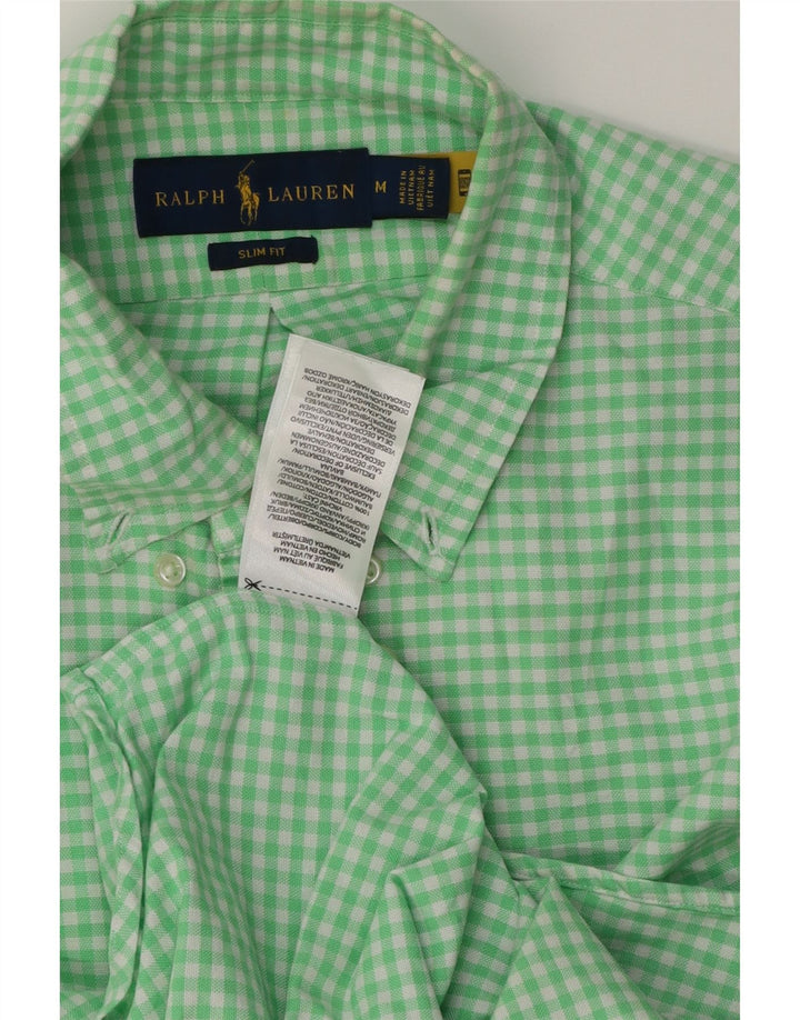 Ralph Lauren muška uska košulja srednje zelene boje od gingham pamuka