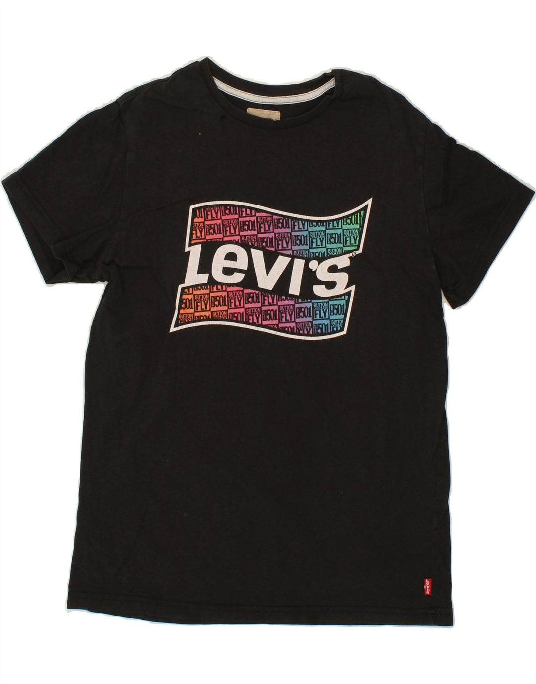 LEVI'S Boys Graphic T-Shirt Top 15-16 Years Black Vintage Levi's and Second-Hand Levi's from Messina Hembry 