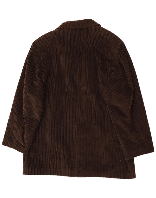 Enrico Coveri Mens Corduroy Double Breasted Coat IT 54 2XL Brown Cotton