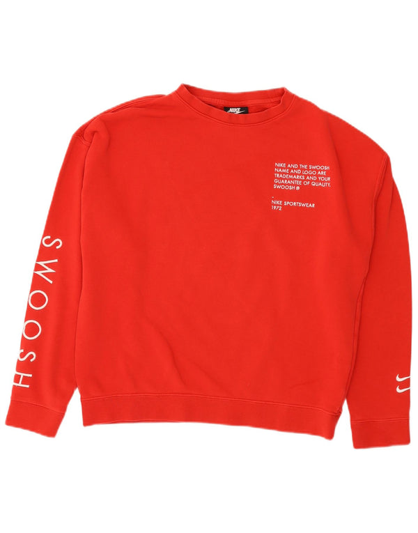 Nike Girls Swoosh Graphic Standard Fit Sweatshirt Džemper 13-14 Years XL Red