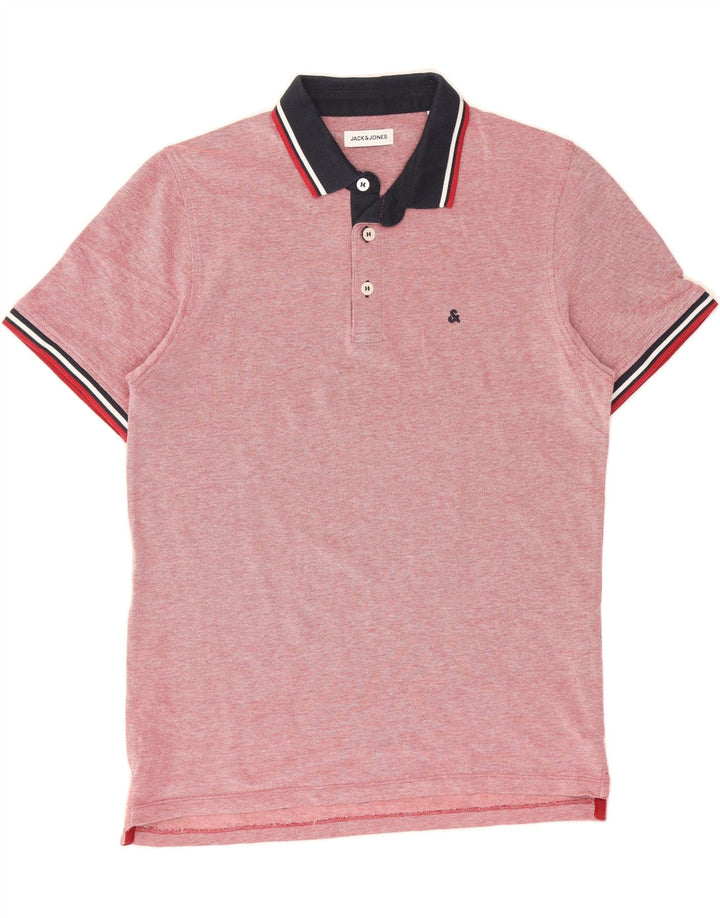 JACK & JONES Mens Polo Shirt Medium Red Flecked Cotton Vintage Jack & Jones and Second-Hand Jack & Jones from Messina Hembry 