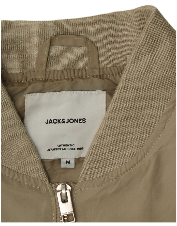 JACK & JONES Mens Bomber Jacket UK 38 Medium Beige Polyester