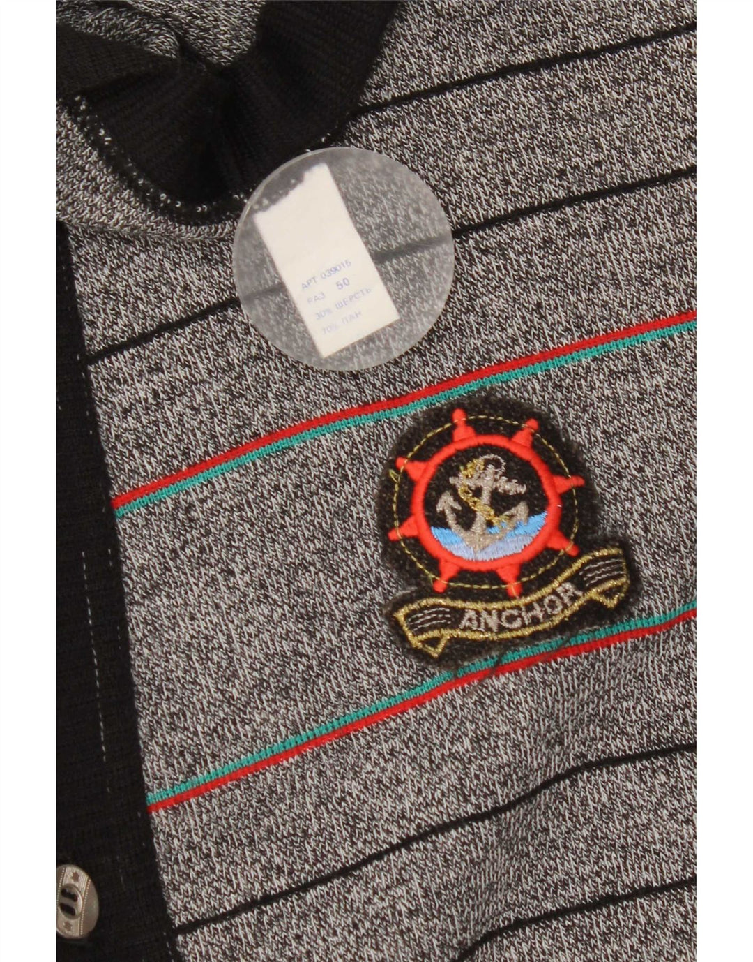 Vintage muški kardigan džemper IT 50 srednje sive pruge