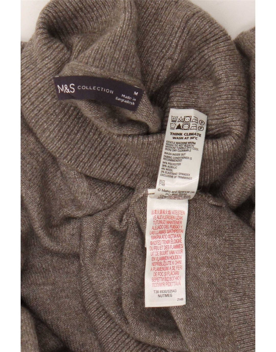Marks & Spencer muški pulover s rol izrezom srednje smeđe boje od poliestera