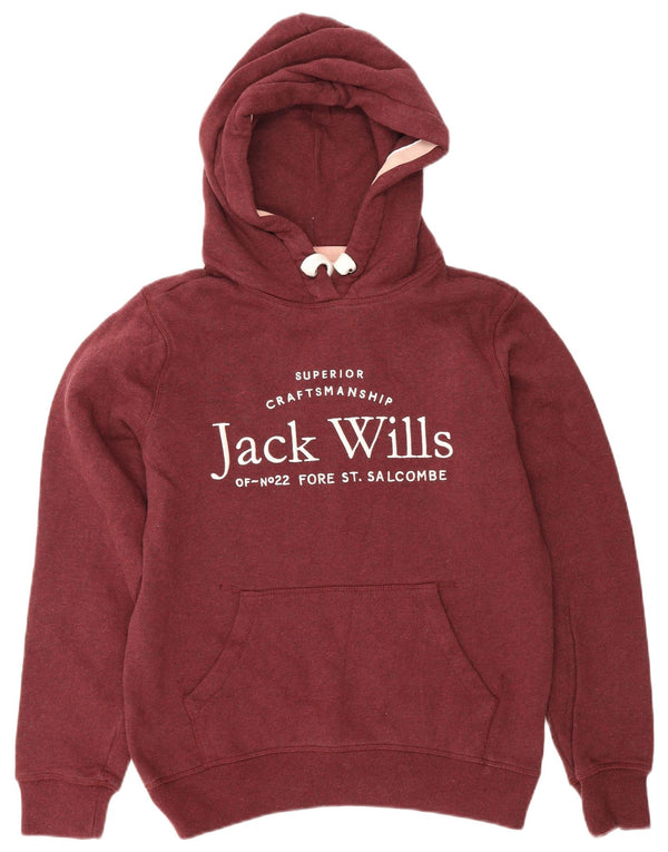 JACK WILLS Ženska majica s kapuljačom s kapuljačom UK 8, mali pamuk crvene boje