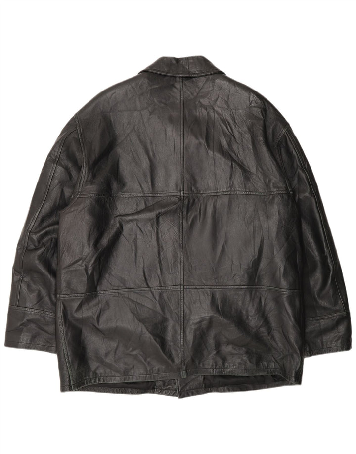 Vintage muška kožna jakna IT 54 2XL crna koža
