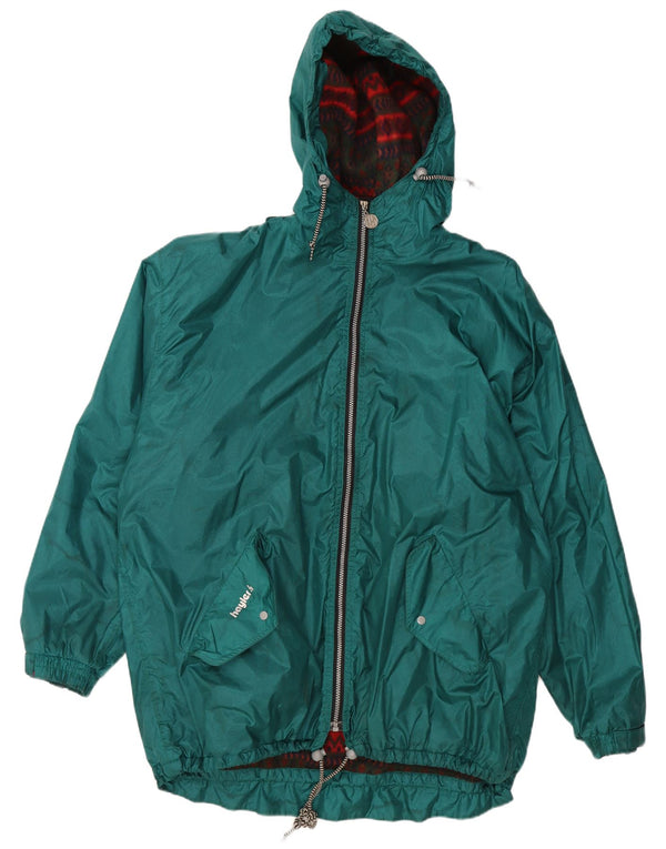 VINTAGE muška grafička vjetrovka s kapuljačom UK 42 XL zeleni poliamid