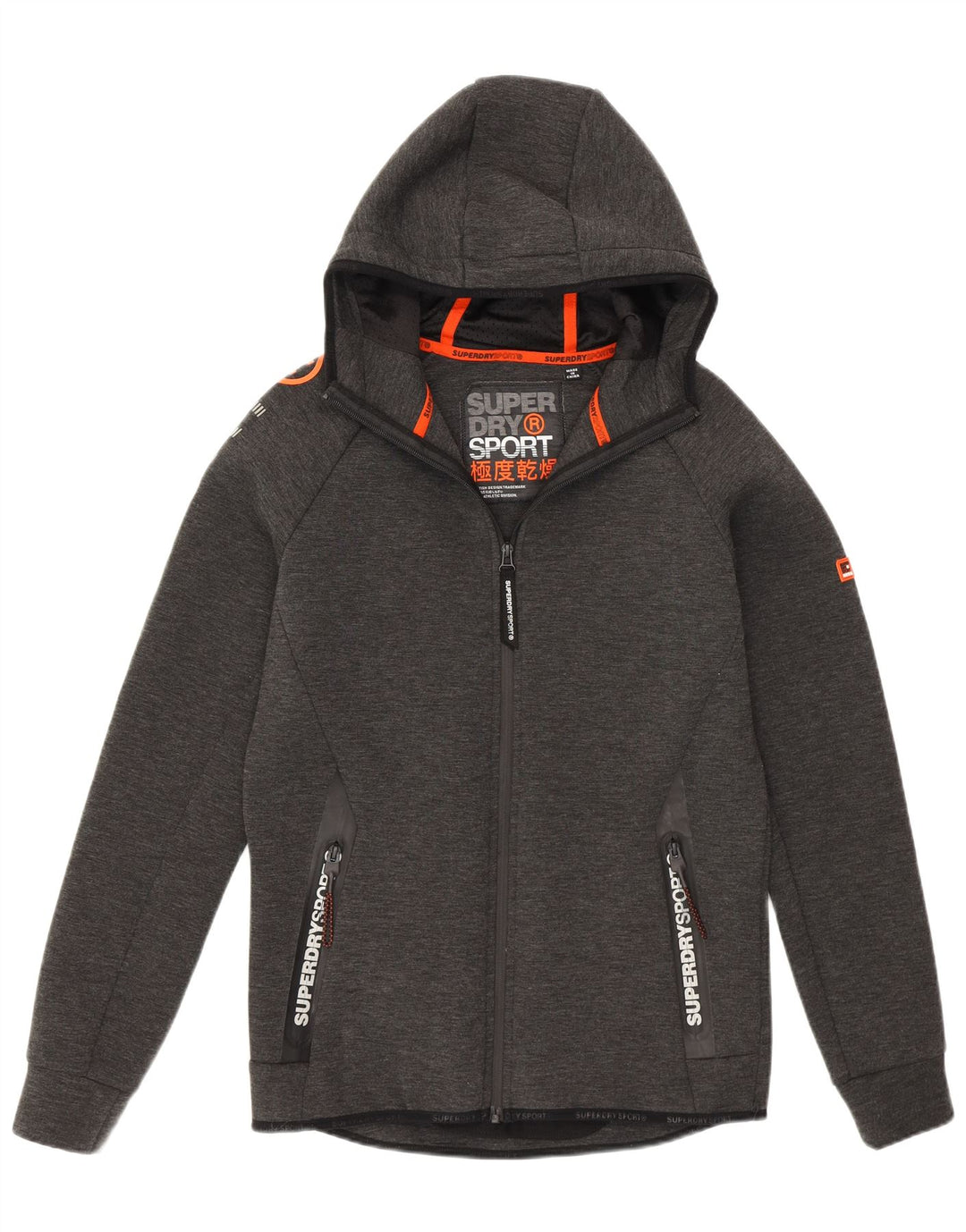 Superdry muški pulover s kapuljačom s patentnim zatvaračem, mali sivi poliester