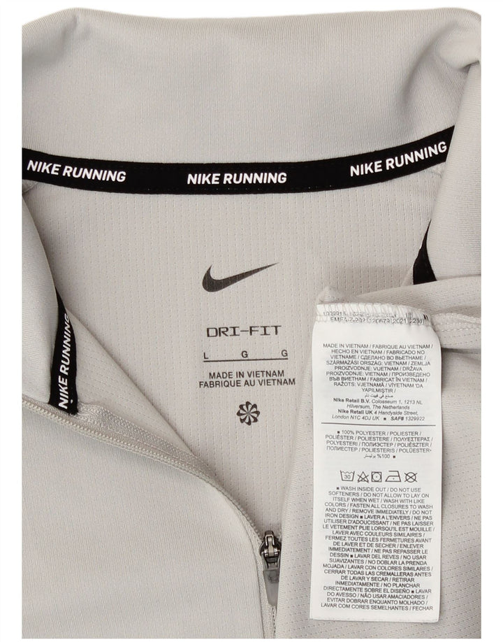 Nike Ženska Dri Fit majica s dugim rukavima i izrezom s patentnim zatvaračem UK 16, veliki sivi poliester