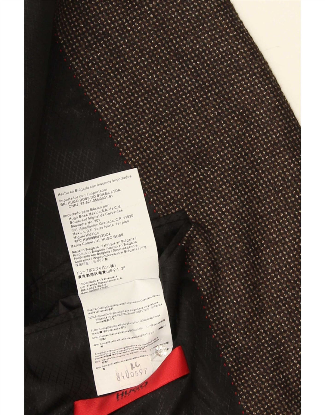 Hugo Boss Muška jakna sa 2 gumba US 44 2XL Smeđa vunena točka