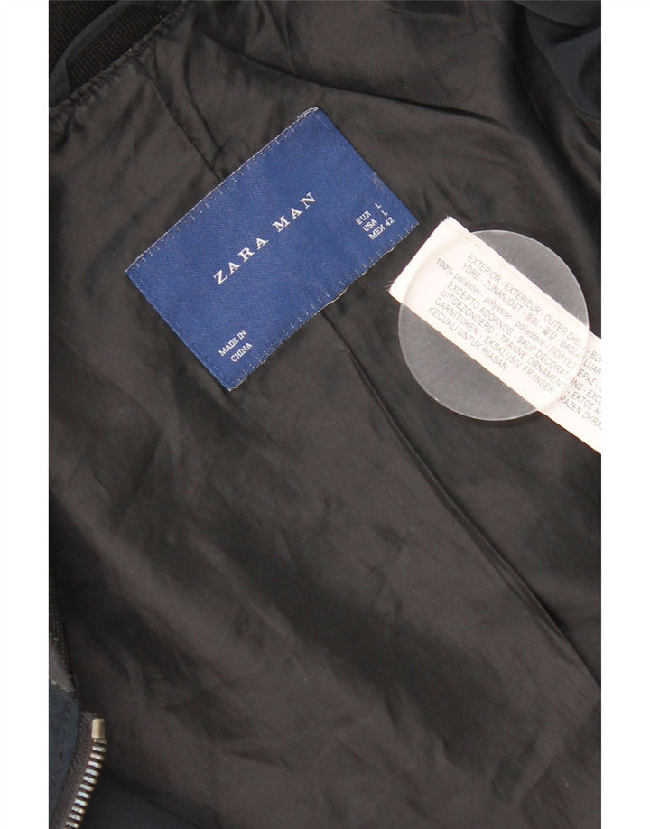 Zara muška bomber jakna UK 40 veliki tamnoplavi poliester