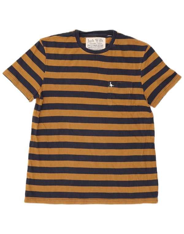 JACK WILLS Mens T-Shirt Top Medium Navy Blue Striped