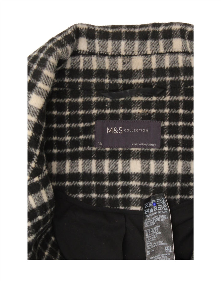 Marks & Spencer ženski kaput širokog kroja UK 18 XL crni karirani poliester