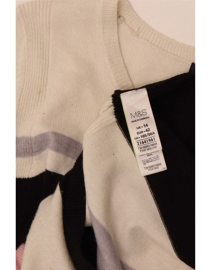 Marks & Spencer ženski džemper s veznim izrezom UK 14 Veliki višebojni