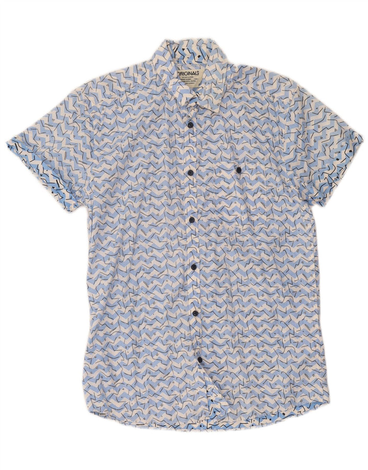 Jack & Jones muška košulja kratkih rukava Srednje plavi geometrijski pamuk