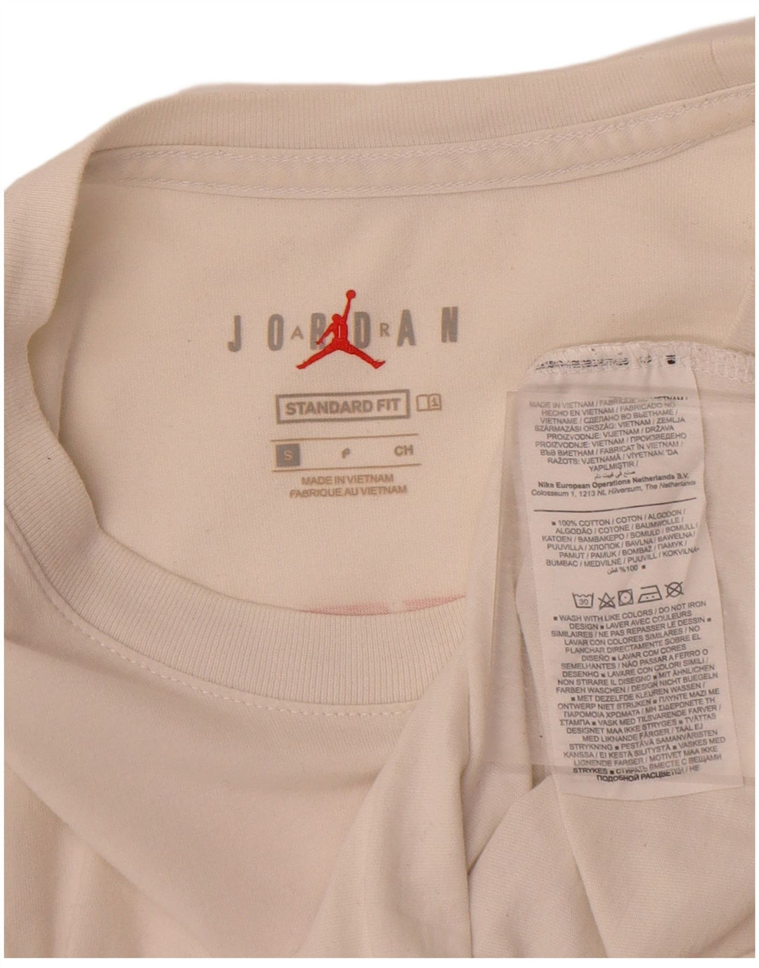 JORDAN Mens Standard Fit Graphic Top Long Sleeve Small White Cotton