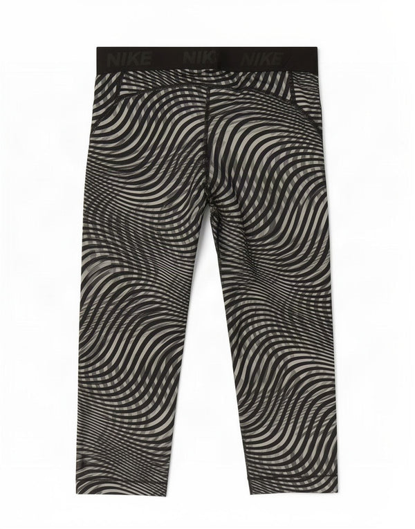 Nike Ženske Dri Fit Graphic Capri tajice UK 8 Male crne geometrijske
