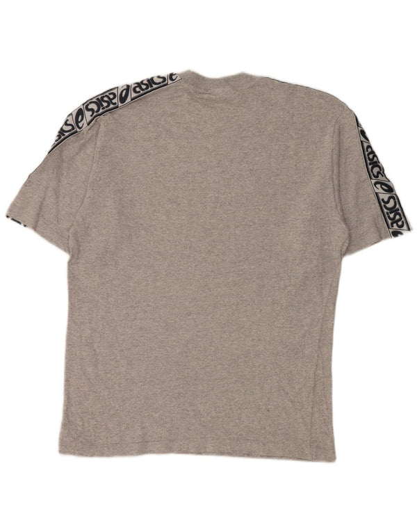 Asics Mens Graphic T-Shirt Top Medium Grey Colourblock Cotton