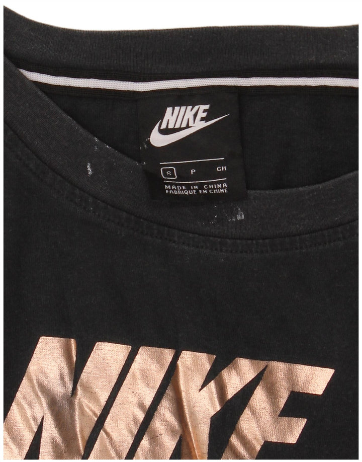 NIKE Ženska prevelika majica kratkih rukava UK 10 Mala crna