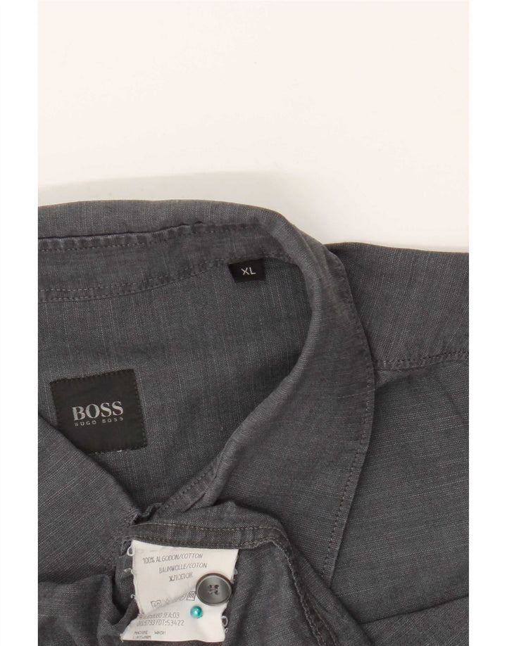 Hugo Boss muška košulja kratkih rukava XL sivi pamuk
