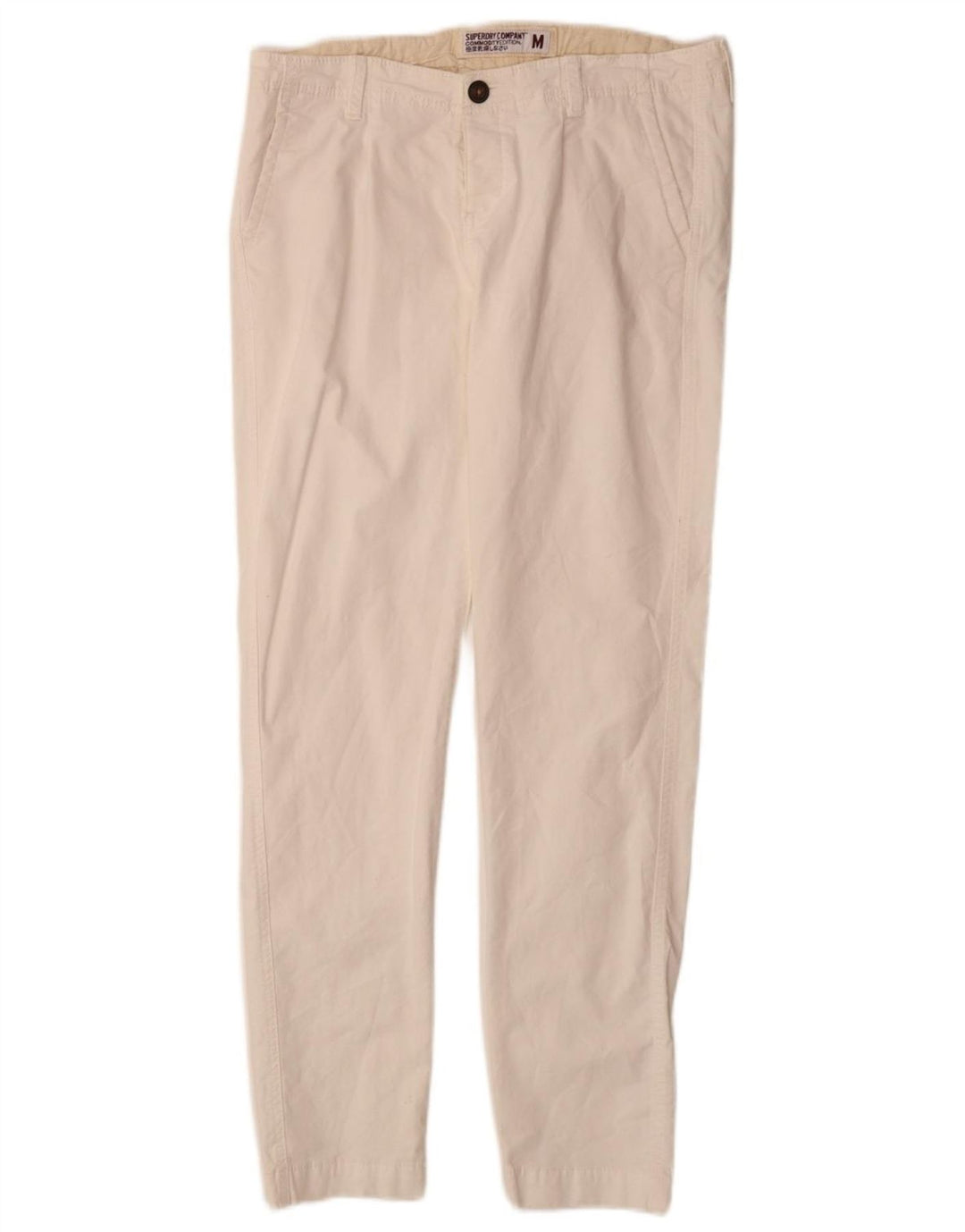 SUPERDRY ženske uske chino hlače srednje veličine W30 L30 bijeli pamuk