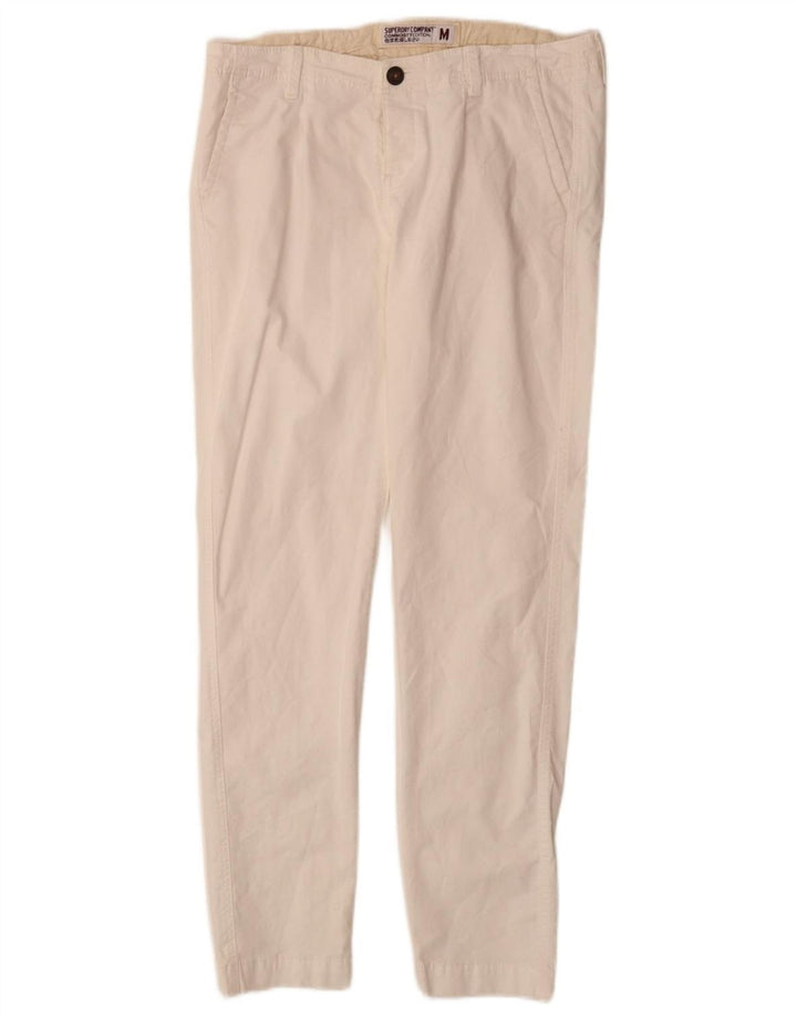 SUPERDRY ženske uske chino hlače srednje veličine W30 L30 bijeli pamuk