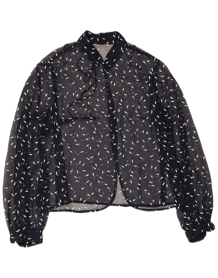 VINTAGE ženska košulja s apstraktnim uzorkom UK 22 3XL tamnoplava