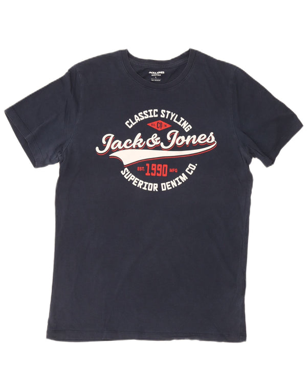 Jack & Jones muška majica kratkih rukava s grafičkim motivima, veliki tamnoplavi pamuk