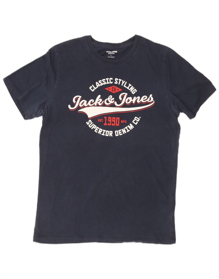 Jack & Jones muška majica kratkih rukava s grafičkim motivima, veliki tamnoplavi pamuk