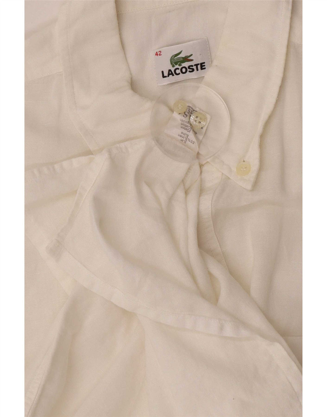 Lacoste muška majica kratkih rukava, velika bijela lanena veličina 42