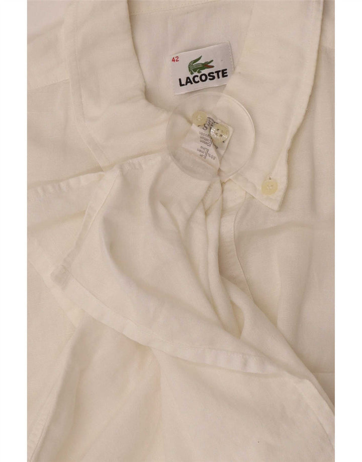 Lacoste muška majica kratkih rukava, velika bijela lanena veličina 42