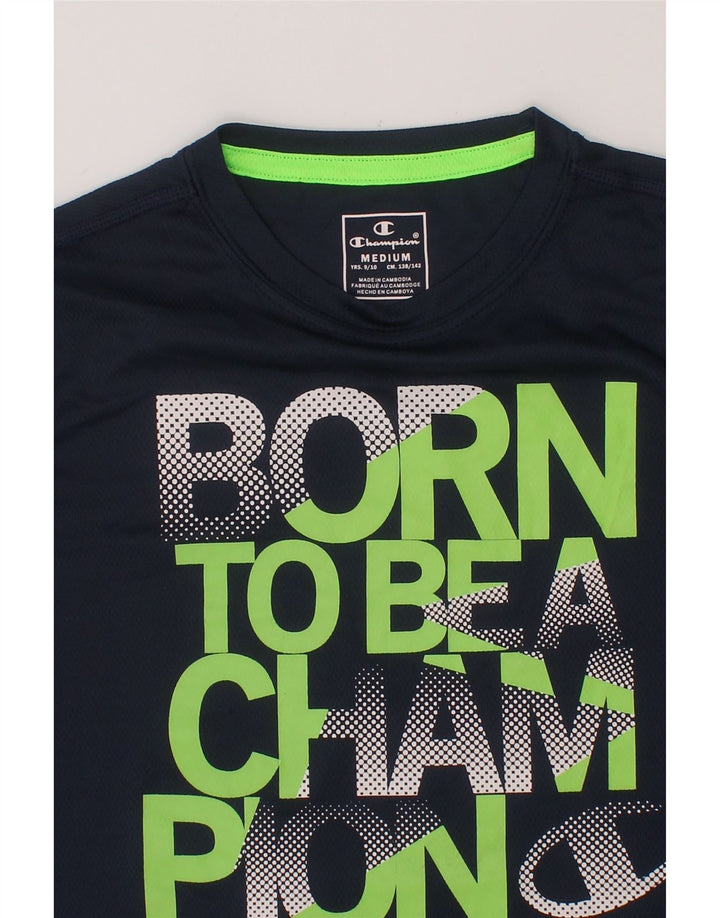 CHAMPION Boys Graphic T-Shirt Top 9-10 Years Medium Navy Blue Vintage Champion and Second-Hand Champion from Messina Hembry 