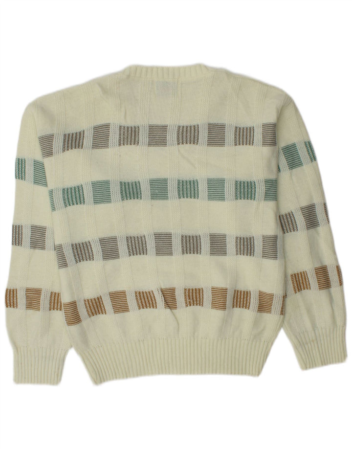 LONDON FOG Muški džemper s V-izrezom, mali sivobijeli prugasti akril