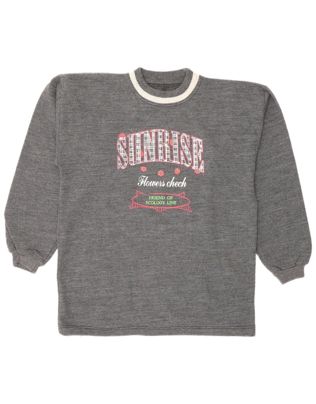 Vintage ženski džemper s grafičkim motivima UK 12 srednje sive boje