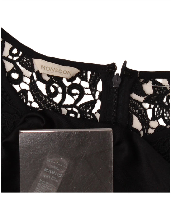 MONSOON ženska haljina A-kroja 3/4 rukava UK 10 Mala tamnoplava cvjetna