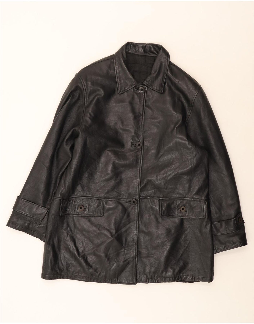 Vintage ženski kožni kaput IT 46 veliki crni